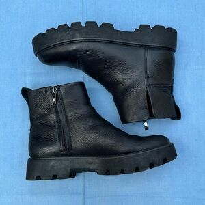 Franco Sarto leather lug ankle boots